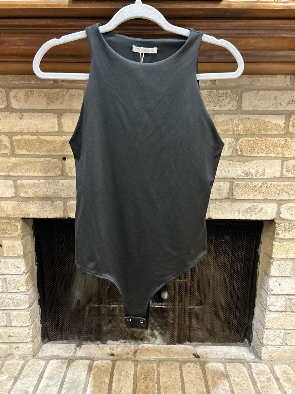 ReoRia Black Snap-Closure Bodysuit EUC